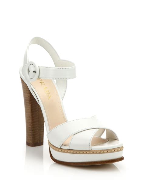 prada platform shoes white|Prada high heels platform.